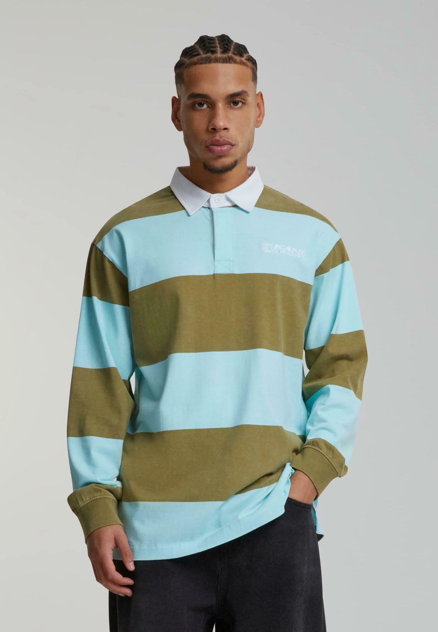 Karl Kani Polo - olive light blue